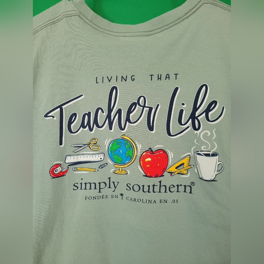 Simply Southern Gray Long Sleeve Shirt Teacher Life Womens Size XXL 1x 2x Cotton